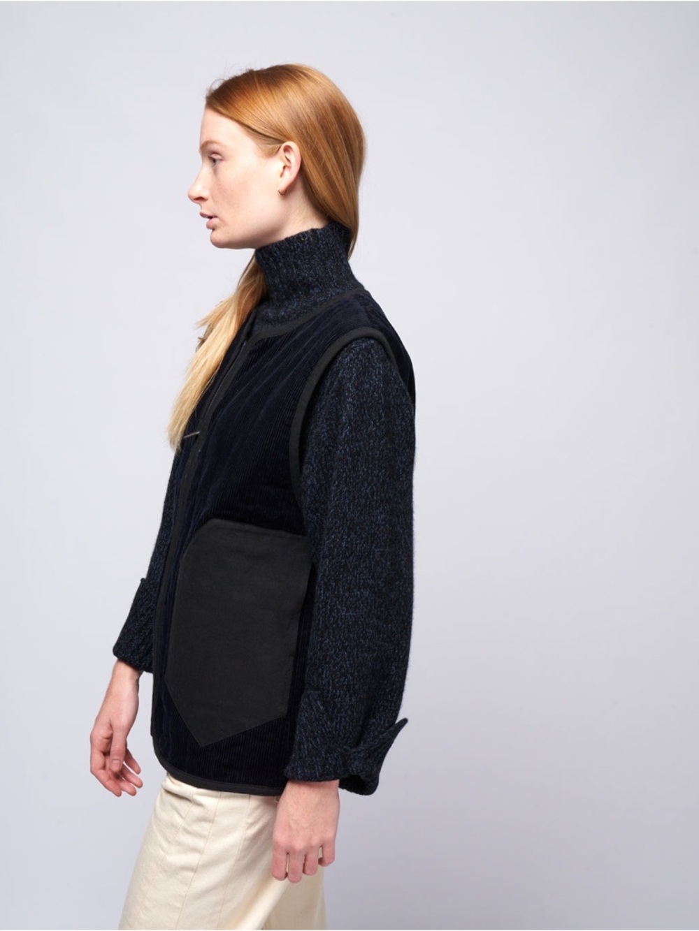 7115 by Szeki Cord Vest (in beige) - Picture 2 of 6
